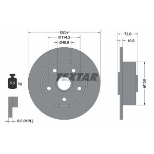 Disco freno TEXTAR 92078900 posteriore, completo, 1 pezzo