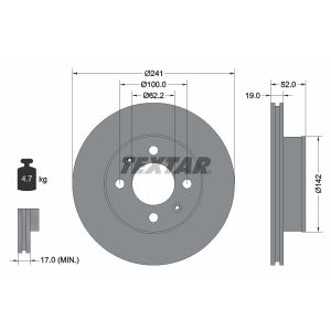 Disque de frein TEXTAR 92128500 avant, ventilé, 1 pièce