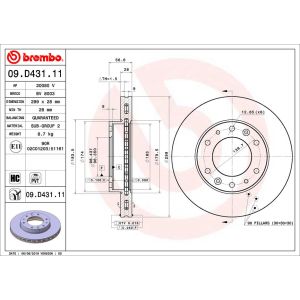 Disco de freno BREMBO 09D43111 delantero, ventilado , altamente carbonizado, 1 Pieza