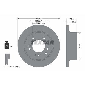 Disco freno TEXTAR 92205000 posteriore, ventilato, 1 pezzo