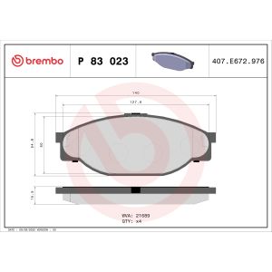 Bremsbelagsatz, Scheibenbremse BREMBO P 83 023