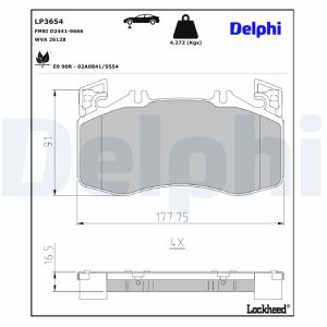 Bremsbelagsatz DELPHI LP3654, Vorne