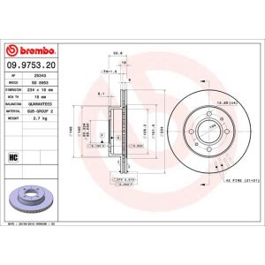 Jarrulevy BREMBO 9975321 etupuolella/tuuletettu/voimakkaasti hiiltynyt/1 kpl