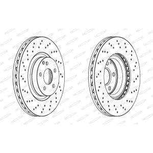 Jarrulevy FERODO DDF1769C-1 edessä, tuuletettu, rei'itetty, 1 kpl