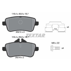 Bremsbelagsatz TEXTAR 2521502, Hinten