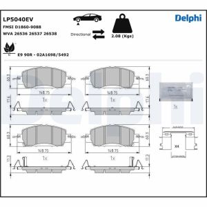 Conjunto de pastilhas de travão DELPHI LP5040EV