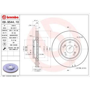 Jarrulevy BREMBO 9954411 etupuolella/tuuletettu/1 kpl