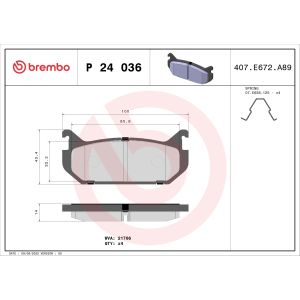 Bremsbelagsatz, Scheibenbremse BREMBO P 24 036