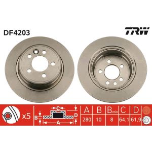 Jarrulevy TRW DF4203 takana, täysi, 1 kpl