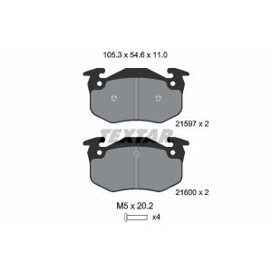 Kit de plaquettes de frein, frein à disque TEXTAR 2159701, Arrière