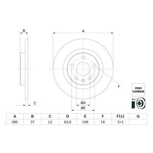 Disco de freno BOSCH 0 986 479 F41 trasero, macizo, altamente carbonizado, 1 Pieza