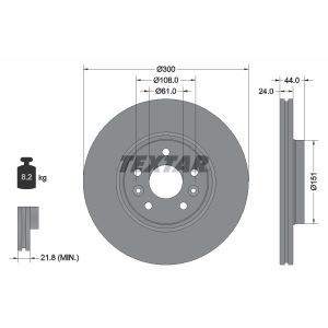 Disque de frein TEXTAR 92202803 avant, ventilé, 1 Stück