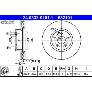 Disco de freno ATE 24.0332-0101.1 frente, geschlitzt, ventilado, 1 pieza
