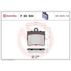 Bremsbelagsatz, Scheibenbremse BREMBO P 50 024