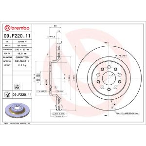 Disco de travão BREMBO 09.F220.11, 1 Peça