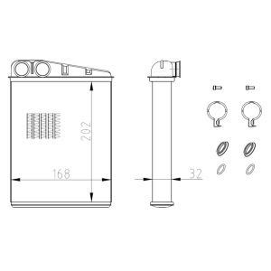 Lämmönvaihdin, matkustamon lämmitysjärjestelmä NRF 54410