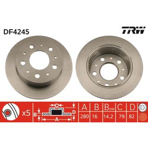 Jarrulevy TRW DF4245 takana, täysi, 1 kpl