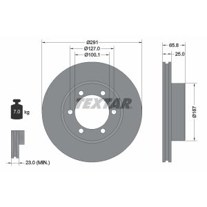 Disco freno TEXTAR 92082700 anteriore, ventilato, 1 pezzo