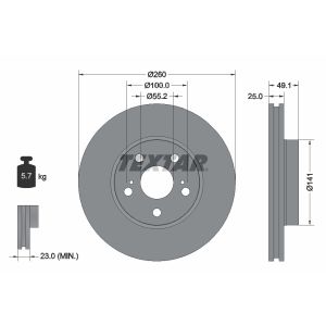 Bremsscheibe TEXTAR 92096903 vorne, belüftet, 1 Stück