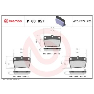 Jogo de pastilhas para travão de disco BREMBO P 83 057