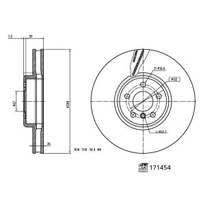 Disco de travão FEBI BILSTEIN 171454 frente, ventilado, altamente carbonizado, 1 Peça