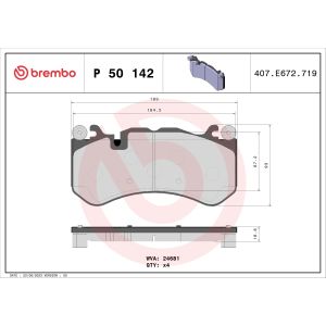 Conjunto de pastilhas de travão BREMBO P 50 142, frente