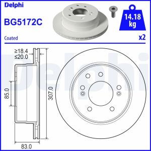 Disco de travão DELPHI BG5172C Traseira, ventilado, 1 Peça