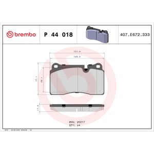 Conjunto de pastilhas de travão BREMBO P 44 018, Frente