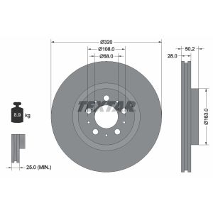 Disque de frein TEXTAR 92178203 avant, ventilé, 1 pièce