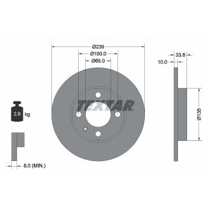 Disco freno TEXTAR 92071900, anteriore, completo, 1 pezzo