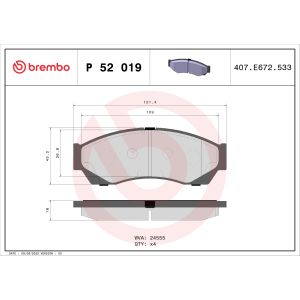 Bremsbelagsatz, Scheibenbremse BREMBO P 52 019