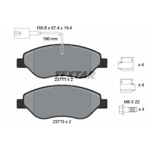 Kit de plaquettes de frein, frein à disque TEXTAR 2371104, Avant