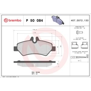 Bremsbelagsatz BREMBO P 50 084, Hinten