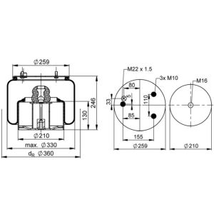 Fole de mola, suspensão pneumática PHOENIX 1 DF 23 C-3