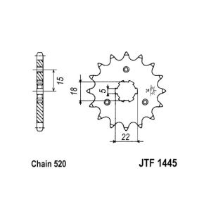 Roda dentada, corrente JT F1445,14