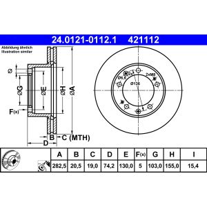 Disco de freno ATE 24.0121-0112.1 vorne, ventilado , altamente carbonizado, 1 Pieza