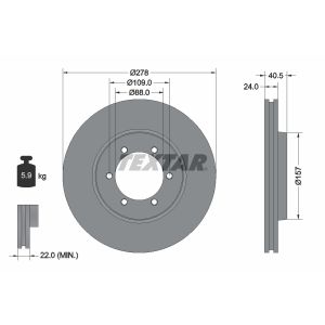 Disque de frein TEXTAR 92138400 avant, ventilé, 1 pièce