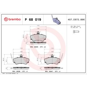 Levyjarrun jarrupalasarja BREMBO P 68 019