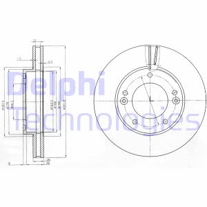 Discos de freno DELPHI BG3858 vorne, ventilado , 2 Pieza