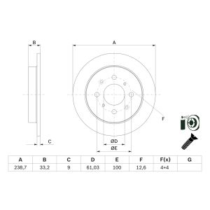 Disque de frein BOSCH 0 986 479 F34 à l'arrière, plein, 1 pièce