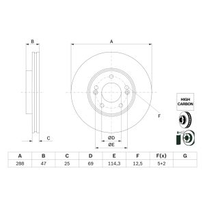 Disque de frein BOSCH 0 986 479 G24 avant, ventilé, hautement carbonisé, 1 pièce