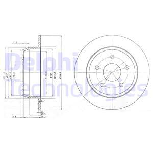 Remschijf DELPHI BG3660 terug, compleet, 2 stuk