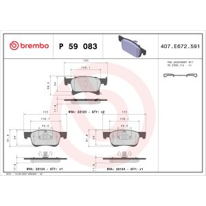 Bremsbelagsatz, Scheibenbremse BREMBO P 59 083