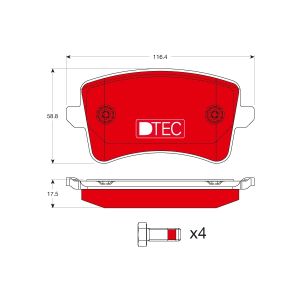 Set di pastiglie freno TRW GDB1765DTE, indietro