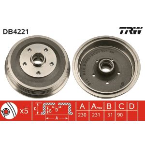 Tambour de frein TRW DB4221