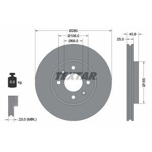 Disque de frein TEXTAR 92053800 avant, ventilé, 1 pièce