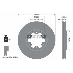 Disque de frein TEXTAR 92109500 avant, ventilé, 1 pièce