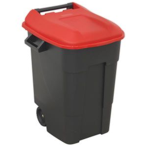 Caixote do lixo, 100 litros, tampa vermelha, SEALEY SEA BM100R