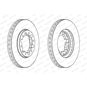 Remschijf FERODO DDF1552C-1 voorkant, geventileerd, 1 Stuk