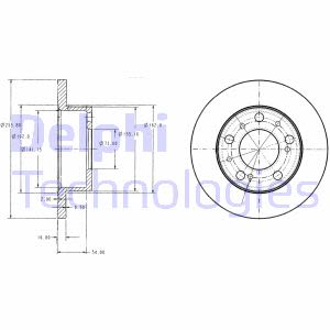 Remschijf DELPHI BG2253 voorkant, compleet, 2 stuk